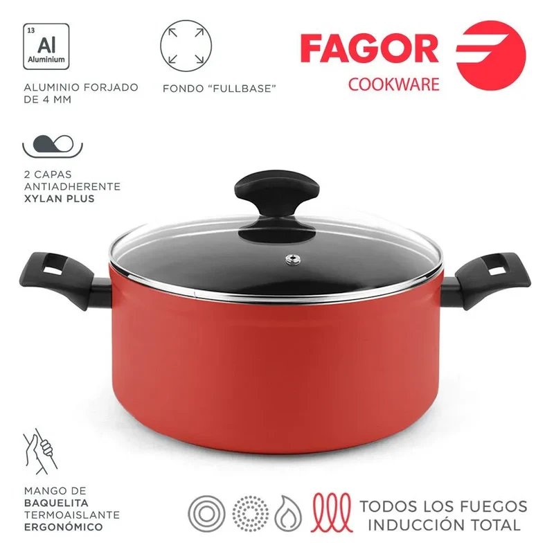 FAGOR Olla MAXIMA Roja + Tapa Ø24